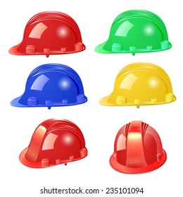 illustration set of building helmet on a white background