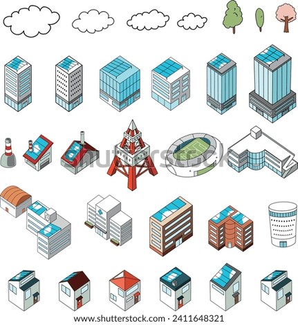 Illustration set of buildings and structures