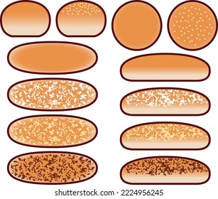 Illustration set of buns and coppépan