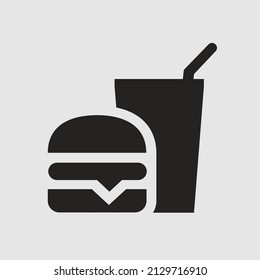 illustration of a set of burgers and cold drinks. solid icon