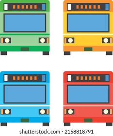 Illustration set of the bus seen from the front