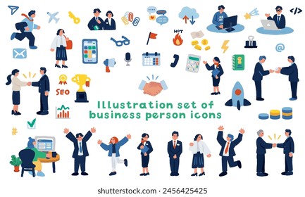 Illustration set of business people and business icons