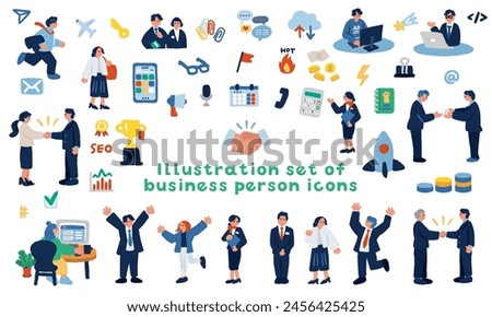 Illustration set of business people and business icons