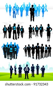 illustration of set of business people on isolated background