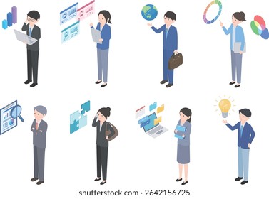 Ilustração conjunto de empresários de várias profissões