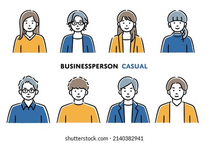 It is an illustration set of a business person in casual clothes.Vector data that is easy to edit.