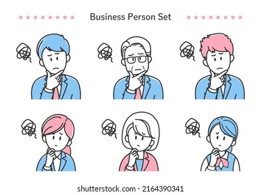 Illustration set of business persons in trouble （2coler）