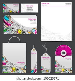 illustration of set of business template with colorful artistic doddle