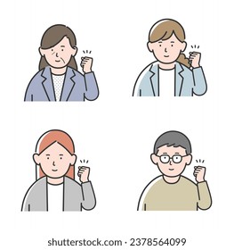 Illustration set of a business woman doing a guts pose