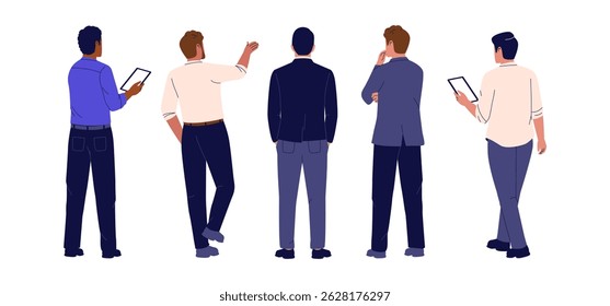 Illustration set of Businessman Back View in Office Attire. Illustrations for websites, landing pages, mobile apps, posters and banners