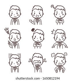 Illustration set of businessman with facial expressions