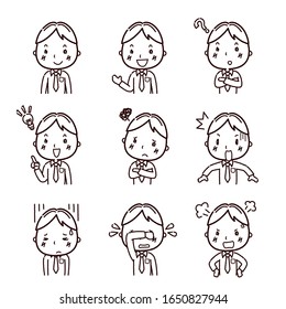 Illustration set of businessman with facial expressions