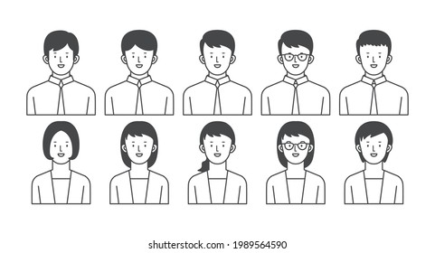 Illustration set of businessmen men and women. 
