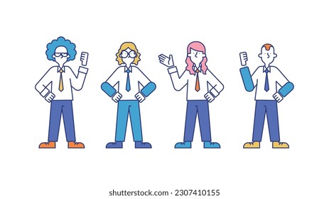 Illustration set C of various male business people (office workers).