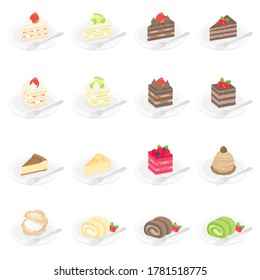 Illustration set of cake sweets.