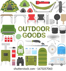 Illustration set of camping equipment.