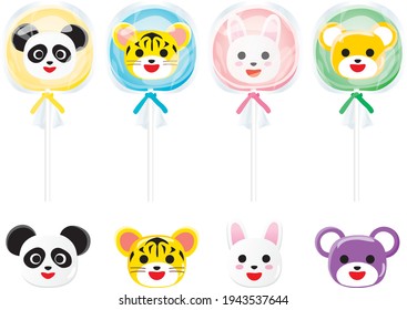 Illustration set of candy of animal