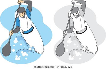 Illustration set of canoe and slalom athletes