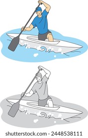 Illustration set of canoe and sprint athletes