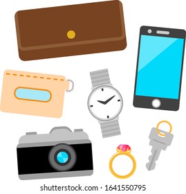 Illustration set of carrying valuable items
