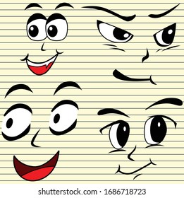 illustration set cartoon cute face