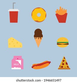 illustration of set of cartoon food bundles	
