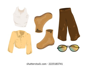 An illustration of a set of casual travelling clothes, isolated in a white background - EPS 10 vector