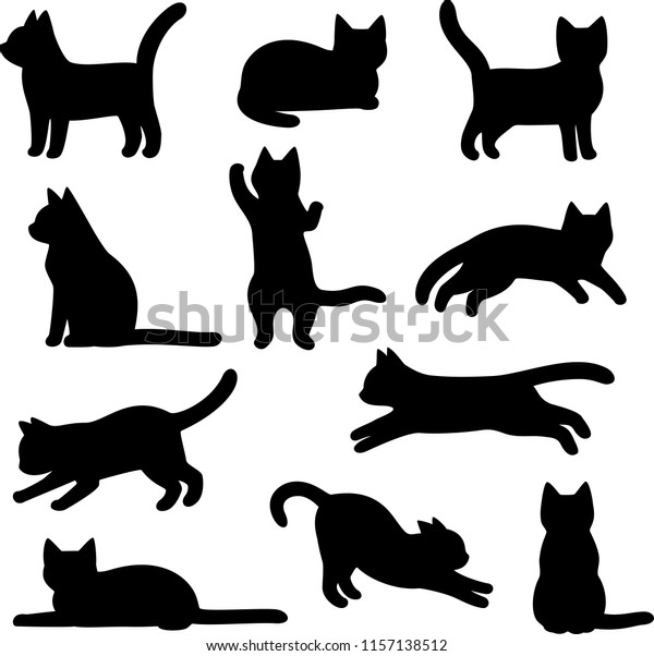 Illustration Set Cats Silhouette Stock Vector (Royalty Free) 1157138512 ...