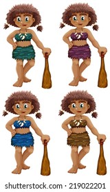 Illustration of a set of cavemen