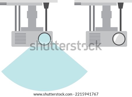 Illustration set of ceiling mounted projector