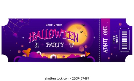 Illustration set of celebrating Halloween tickets in gradient color. The main concept is a night party