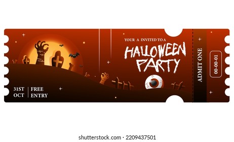 Illustration set of celebrating Halloween tickets in gradient color. The main concept is a night party