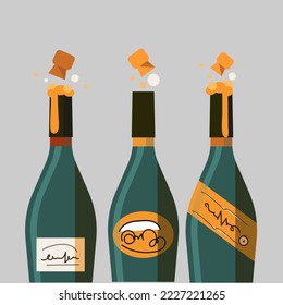  ilustración de botellas de champán puestas