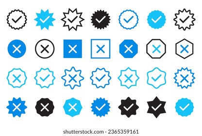 illustration of set check mark and crosses isolated on white background.check mark and crosses symbol design