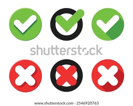 illustration of set check mark in flat design isolated on white background.check mark symbol design.flase and true checkmarks icon