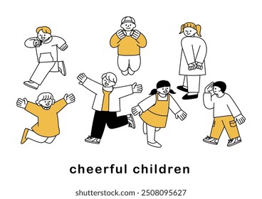  Illustration set of cheerful children