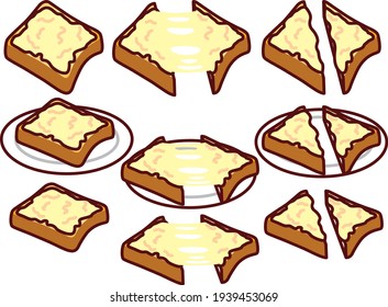 Illustration set of  cheese toast