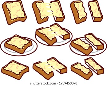 Illustration set of  cheese toast