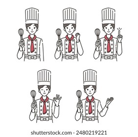 Illustration set of Chef woman