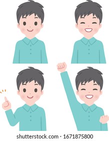 Illustration set of child poses and facial expressions