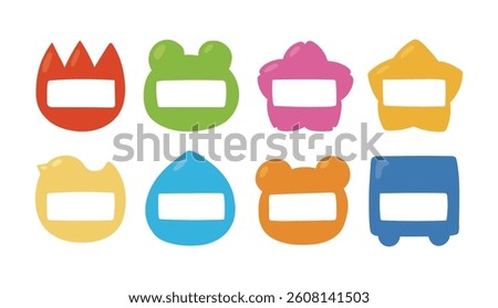 Illustration set of children's name tags with color variations