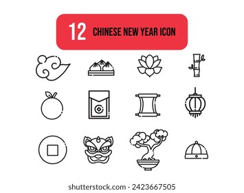 Illustration set of Chinese New Year Icon