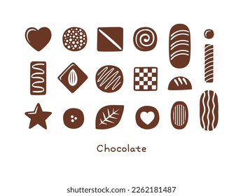 Illustration set of chocolate silhouettes