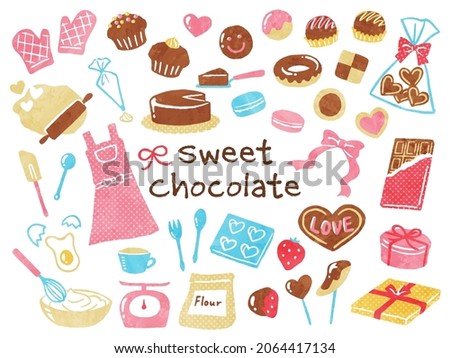 illustration set of chocolates and baking for valentine's day