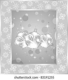 Illustration set Christmas balls on snowflakes background - vector