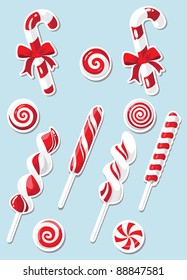 illustration of a set of Christmas candy sticker