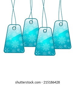 Illustration set Christmas colorful discount tickets - vector