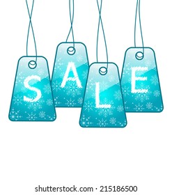 Illustration set Christmas colorful discount tickets - vector