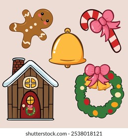 illustration set of christmas element vector art