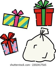 Conjunto de ilustraciones de regalos de Navidad.